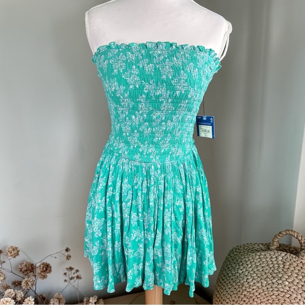 NWT. Arizona Jean Company Turquoise Strapless Dress S‎
